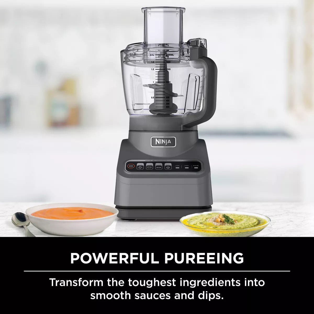 Ninja Professional 850W 9-Cup Food Processor - BN601: Stainless Steel, 3 Speeds, Mix, Chop, Slice, Shred, Puree, Dishwasher Safe