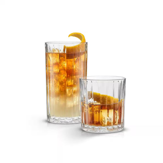 Alina 8-Piece Lead Free Glass Drinkware Set, 4 13 Oz. Highball Glass and 4 12 Oz. Double Old Fashioned Glasses
