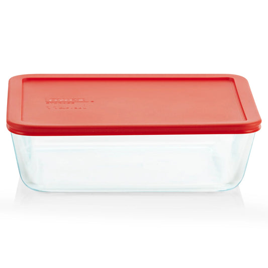 11-Cup Glass Food Storage Container with Red Lid, Airtight Food Storage Containers, Ideal for Pantry Organization, Meal Prep, and Leftovers
