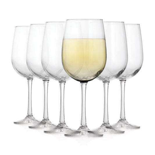 Vina White Wine Glasses Set of 6, 18.25 Oz Elegant, Fancy Glasses Drinking Set, Stemmed Wine Glasses for Weddings, Birthdays, Parties and More